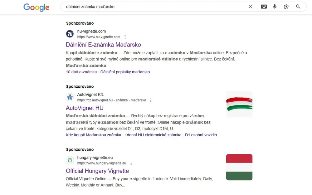 orez_google vyhledávání dálniční známka maďarsko